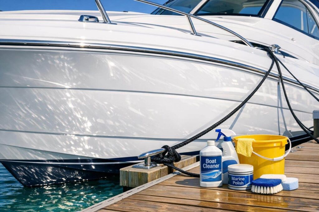 Clean Restored Fiberglass Boat Hull