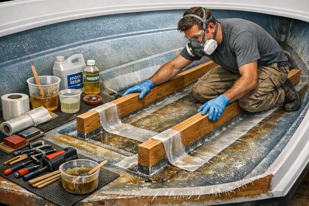 Installing new boat stringers