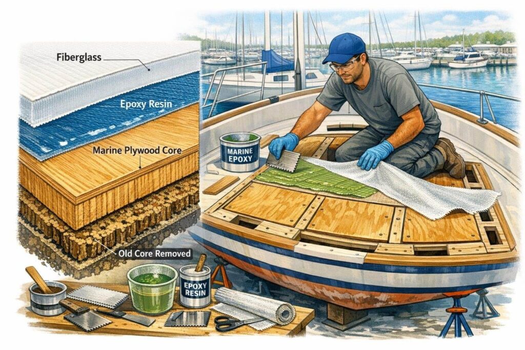 Installing New Marine Plywood Deck Core