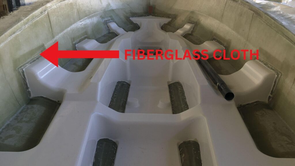 fiberglass cloth stripes used to connect stringer and hull