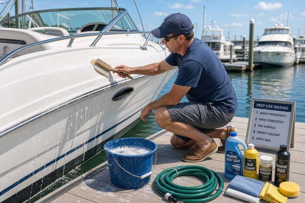 Preparing a Fiberglass Boat for Waxing