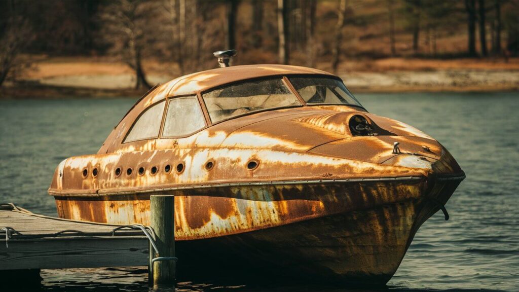 a powerboat that has oxidation