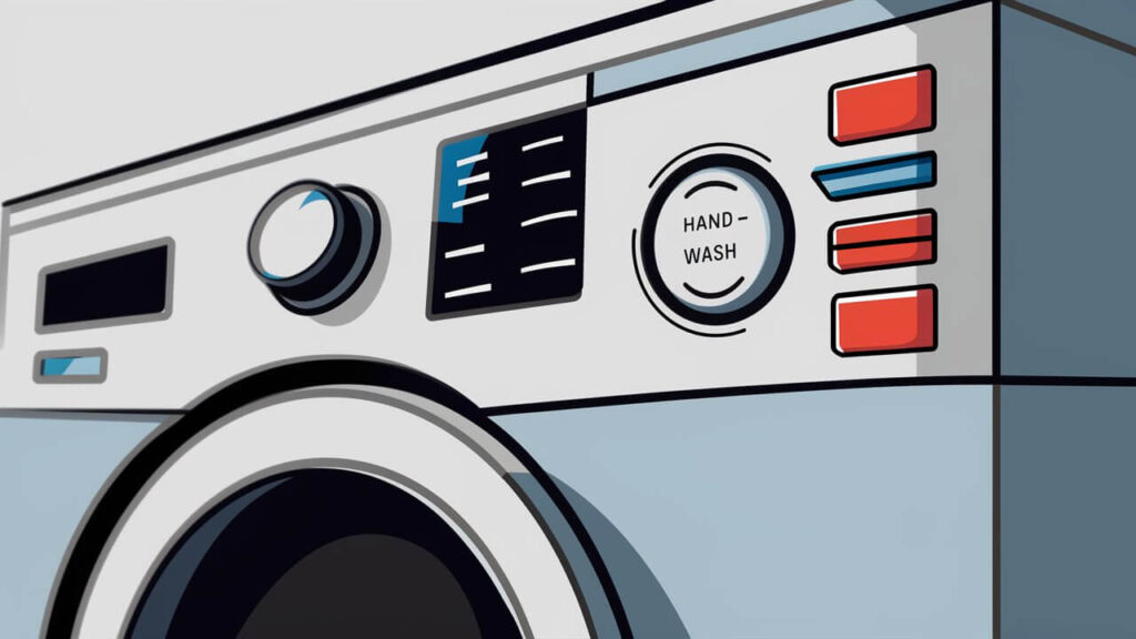 modern washing machine set to hand-wash cycle