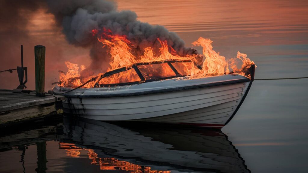 a boat burning