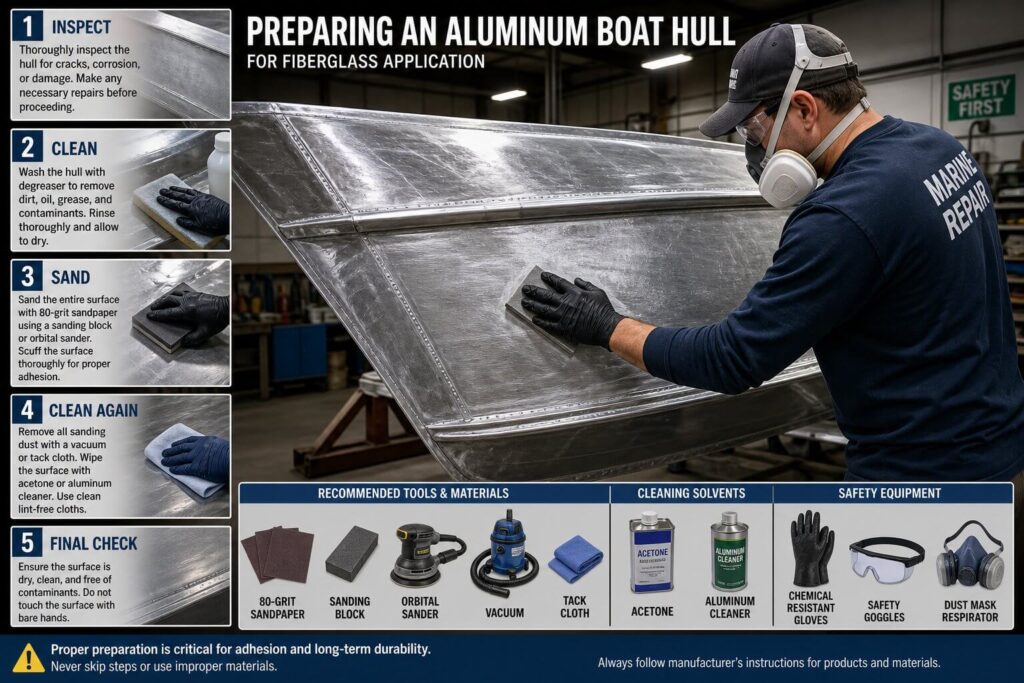 Surface Preparation of an Aluminum Hull